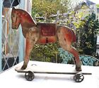 Antique Wooden Horse Pull Toy Large 