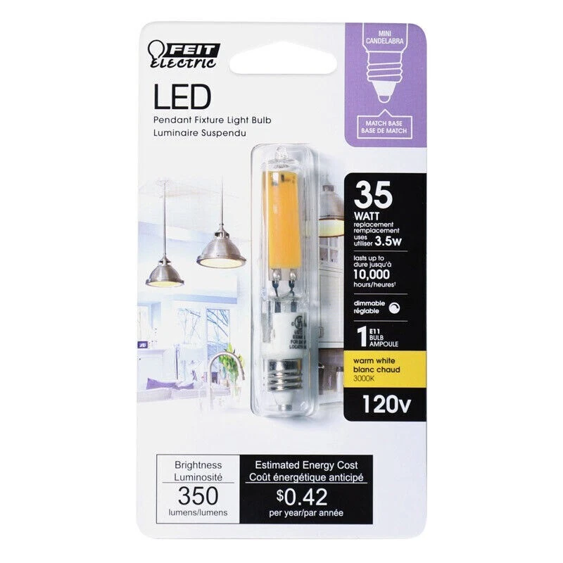 Feit Electric T4 E11 LED Bulb Warm White 35 Watt Equivalence 1 pk (Pack of 6) - Image 1 of 1