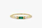 Damen Smaragd Baguette 0,08Ct & Diamant Brillanten 0,04Ct Vs Ring Kombination