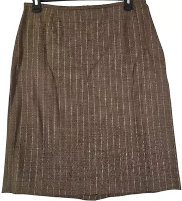 Dana Buchman ~Woman Size 16~ Brown Striped Print  Wool Blend Pencil Skirt Lined. - Image 1 of 4
