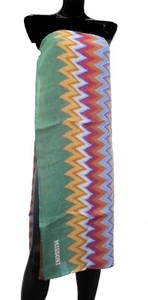 MISSONI HOME SCIALLE TELO MARE PAREO COPRICOSTUME 100% LINO 100x180cm ALVISE 159 - Picture 1 of 8