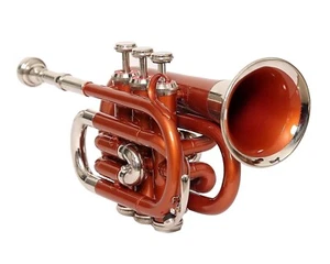 Pocket Trumpet BROWN SLIVER Made B Flat W/Case + MOUTHPIECE - Picture 1 of 5