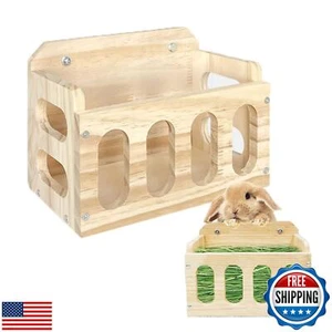 WEWAYKGJ Rabbit Hay Feeder Wooden Hay Rack Guinea Pig Hay Holder Less Wasted - Picture 1 of 5