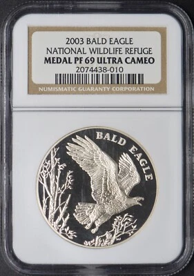 2003 National Wildlife Refuge Bald Eagle Silver Medal NGC PF69UC ✪COINGIANTS✪ - Image 1 of 2