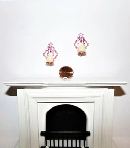 APLIQUES DE PARED MINIATURA PARA CASA DE MUÑECAS - VELAS PERFUMADAS REALES ESCALA 1:12 ORO ROSA NUEVO - Imagen 1 de 8