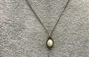 Sterling Silver, M.O.P. Oval Pendant Necklace - Picture 1 of 7