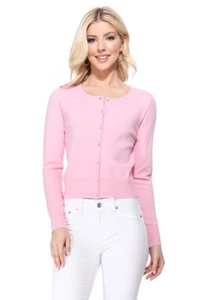 YEMAK Women's Long Sleeve Crewneck Cropped Button-Down Cardigan Sweater MK5502 - Picture 1 of 33