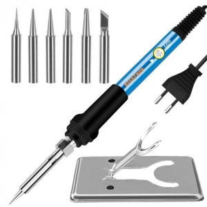 SALDATORE A STAGNO PROFESSIONALE 60W TEMPERATURA REGOLABILE KIT 6 PUNTE + BASE - Foto 1 di 7