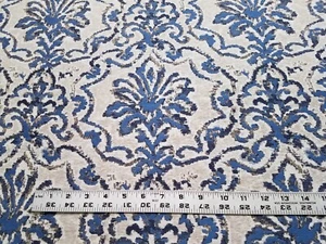 1 5/8 yards of blue damask upholstery/drapery fabric r2841 - Picture 1 of 3