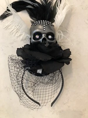 Gothic Fashion Skull Headband Black And Bone Halloween - Image 1 of 2