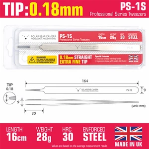 Pinzas largas industriales de punta recta de 0,18 mm hechas en el Reino Unido para uso profesional - Imagen 1 de 10