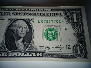 Billete de un dólar *Estrella* billetes, L.CA-SAN FRANCISCO-O NUEVA YORK UNC -DE LADRILLO - Imagen 1 de 10