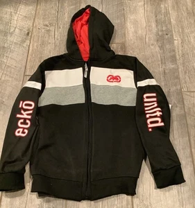 NWTs ECKO UNLTD Boys SZ 12 Black Full Zip Hoodie/ Sweatshirt Rhino Logo - Picture 1 of 8