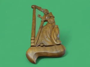 Girl/Lady/Woman With Harp Wall Art Philippines Wooden 1970's With Provenance. - Picture 1 of 5