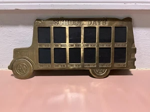 Solid Brass Vintage School Bus School Days Picture Frame Grades 1-12 Gold Tone - Picture 1 of 8