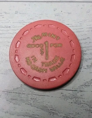 The Mint Casino Las Vegas Nevada $1 Bueno para Comercio NCV Salmon Chip 1965 Foto 1 de 3