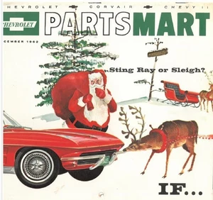 1963 Chevrolet Corvette PartsMart Calendar Santa Sting Ray Sleigh GM 9x16 - Foto 1 di 7