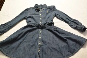 Polo Ralph Lauren Mädchen Indigo Denim Gürtel Hemdkleid Größe 8 gebraucht, in einwandfreiem Zustand - Bild 1 von 8