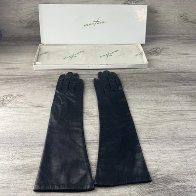 Años 50 NUEVO Antiguo Stock En Caja de Regalo Opera Longitud Mujer Guantes de Cuero Talla 6.5 Foto 1 de 4