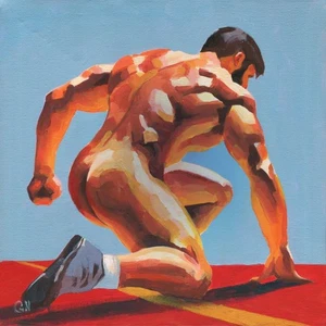 Original Hand painted Artwork Oil Painting Gay Man Male Nude - Picture 1 of 2