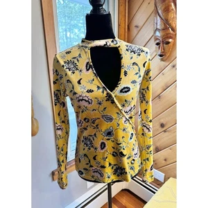 Bohemian Floral Yellow Velour Peekaboo Shirt - Picture 1 of 6