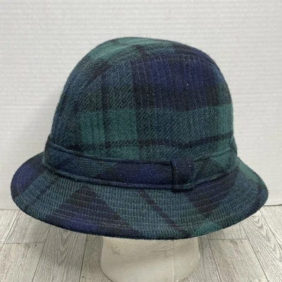 Talla L- ¿Vintage años 50? Pendleton Tartán Tela Escocesa Lana Fedora Sombrero Adulto Azul/Verde EE. UU.! Foto 1 de 4