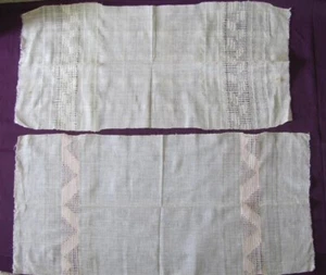 19C. ANTIQUE SET OF 2 HANDMADE DELICATE KENAR CLOTHS TOWELS - Picture 1 of 11
