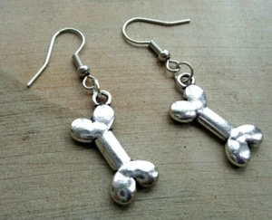 HUNDE KNOCHTROPFEN / BANGLE OHRRINGE - Handarbeit - Anti-Allergie Edelstahl Haken - Bild 1 von 5