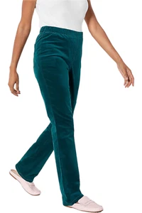 Isaac Mizrahi Live! Velvet Full-Length Bootcut Pants Midnight Green - Picture 1 of 1