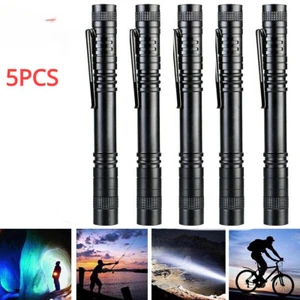 5 x LED Flashlight Clip Mini Light Penlight Pocket Portable Pen Lamp Torch - Picture 1 of 10