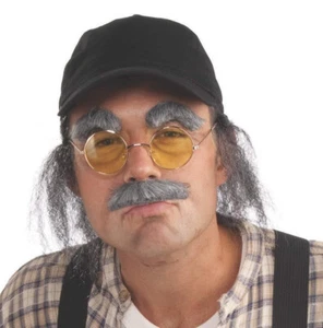 Anciano Cejas Bigote Set Gris Difuso Fiesta Escenario Disfraz Accesorio Hombre - Imagen 1 de 7