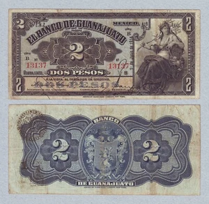 2 Pesos 1914 PS288a Series B MEXICO El Banco de Guanajuato ABNC rare - Picture 1 of 3