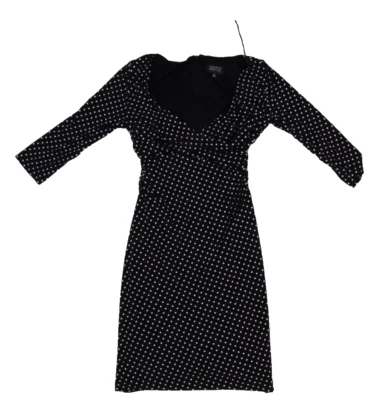 Vestido Adrianna Papell Petite Mujer Azul Manga Larga Lunares Cremallera Espalda Cuello en V 4P Foto 1 de 4