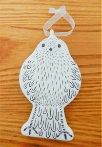 Cute white with brown accents ceramic bird Christmas Holiday ornament - Picture 1 of 10