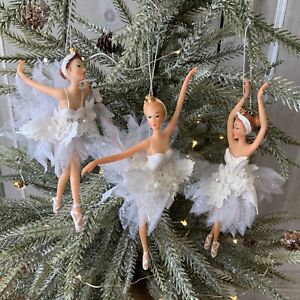 Gisela Graham Swan Lake White Ballerina Christmas Tree Decoration Hanging Net 