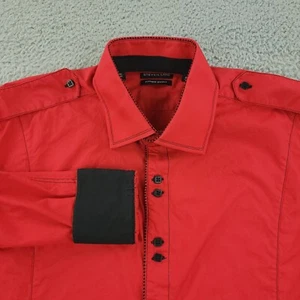 Steven Land Shirt Mens Large Red Fitted Business Casual Flip Cuff - Picture 1 of 14