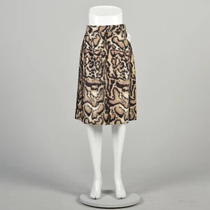 Medium 1960s Faux Fur Animal Print Skirt A-Line Mod High-Waist Cheetah Leopard - Picture 1 of 8