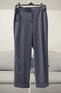 Peserico Straight leg pants blue gray wool all seasons high waist Size 46 - Picture 1 of 9