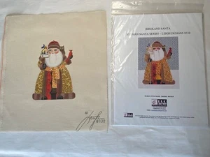 Leigh Bird land Santa Stitch Guide OWL Russian Handpainted HP Needlepoint Canvas - Picture 1 of 6