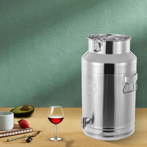 30L Edelstahl Milchkanne Wein Eimer Kessel Tragetasche Kanne Deckel 9,25 Gallonen mit Wasserhahn - Bild 1 von 15