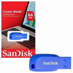 SanDisk Cruzer Blade USB Flash Drive 64GB Blue Memory Stick Pen USB Cruzer CZ50 - Picture 1 of 4