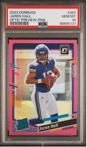 2023 Donruss Optic Jaren Hall Rated Rookie Pink Prizm #367 RC Vikings PSA 10 - Picture 1 of 4