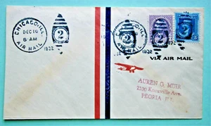 1932 Air Mail Cover from Chicago, Ill to Peoria Ill - Picture 1 of 2