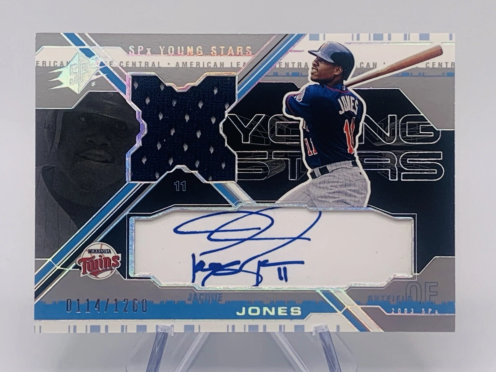 2003 SPx Young Stars Auto Jersey /1260 Jacque Jones #YS-JJ Auto