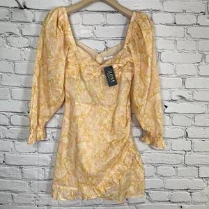 Karlie Ruffle Hem Mini Clementine Dress Size M Tiered Cinched Sleeve Zip Up - Picture 1 of 17