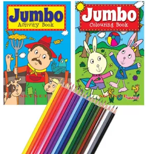 KIDS A4 Jumbo Activity Colouring Book Books Pencils OVER 144 PAGES - Picture 1 of 25