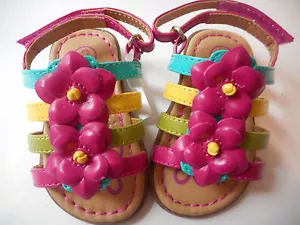 Sandalias genuinas para bebé flores multicolor bebé niña talla 2 nuevas con etiquetas - Imagen 1 de 4