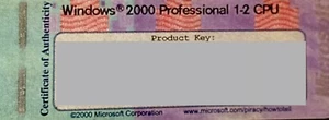 Microsoft Windows 2000 Professional- Product Key - Picture 1 of 1