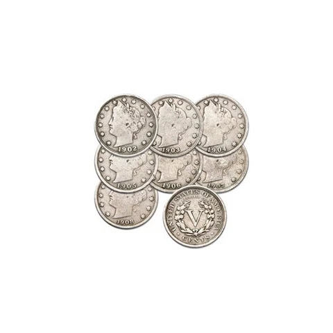 1883 to 1912 Liberty Nickels Set of 7 Coins Set Good Cover