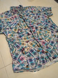 Bucks ULD Shirt Fun Medium, Button Up, Pocket Retro Blue Collared 100% Party - Picture 1 of 5